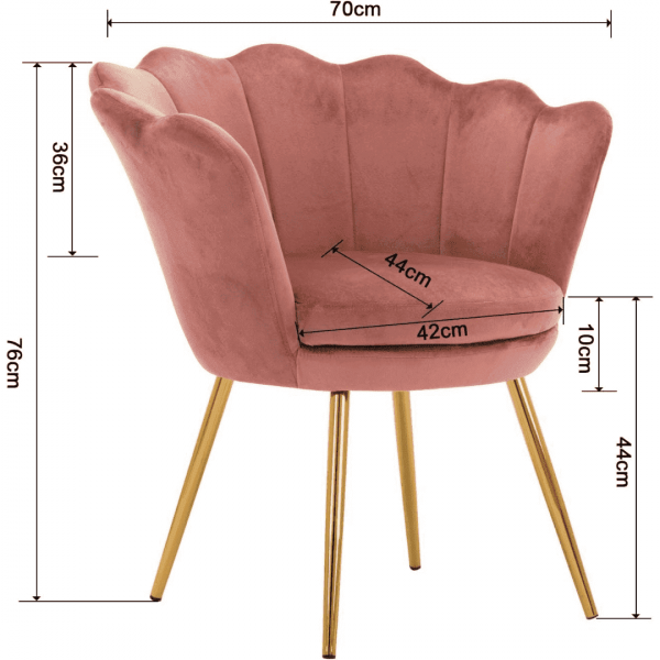 Chaise coquillage rose dimensions.