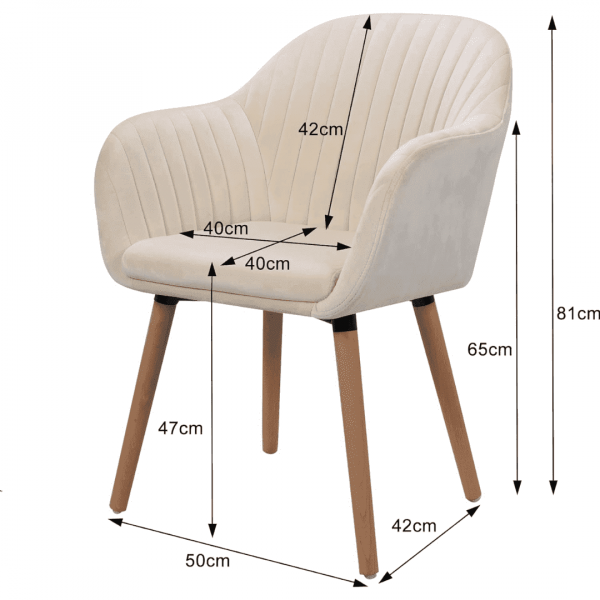 Chaise velours beige dimensions.