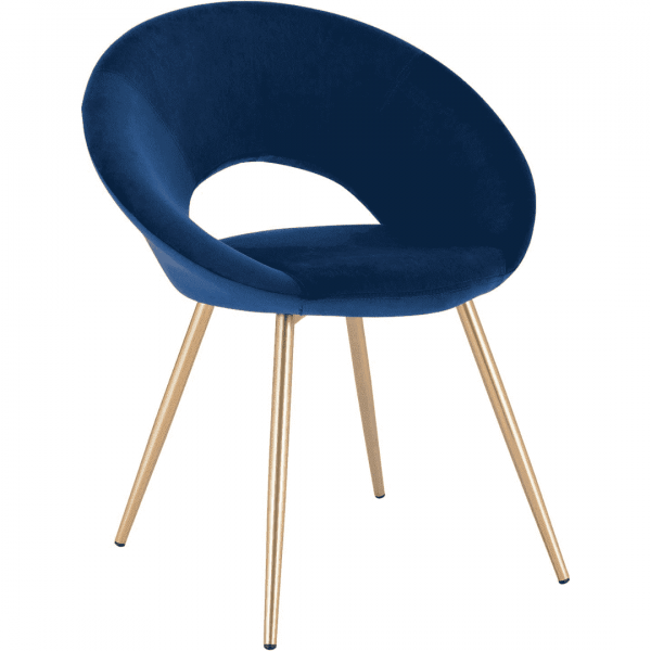 Chaise velours bleu.