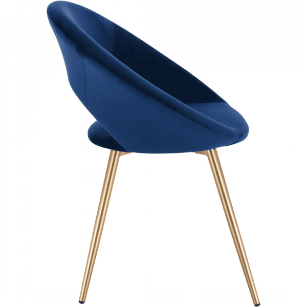 Chaise velours bleu profil.