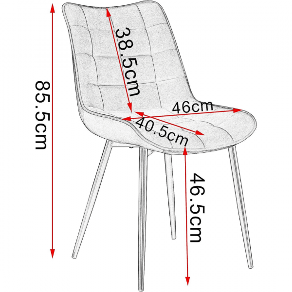 Chaise velours gris dimensions.