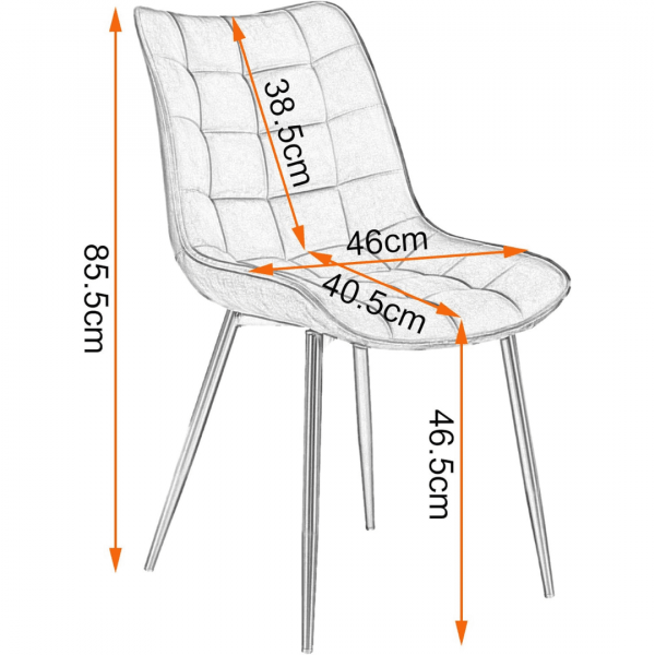 Chaise velours vert dimensions.