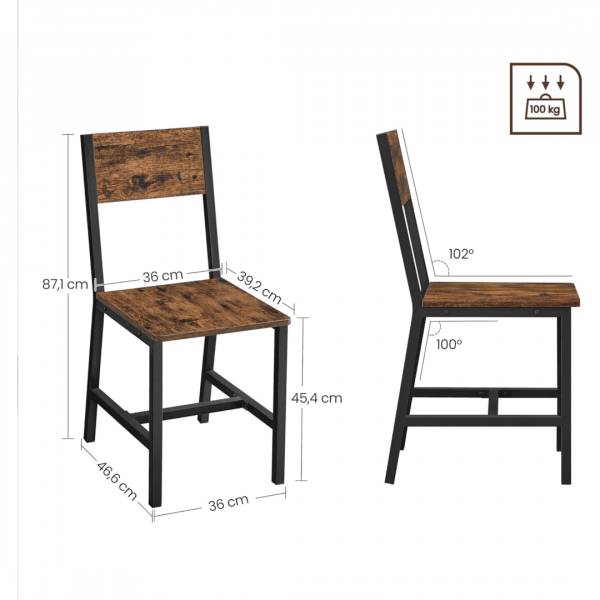 Chaise bois metal dimensions