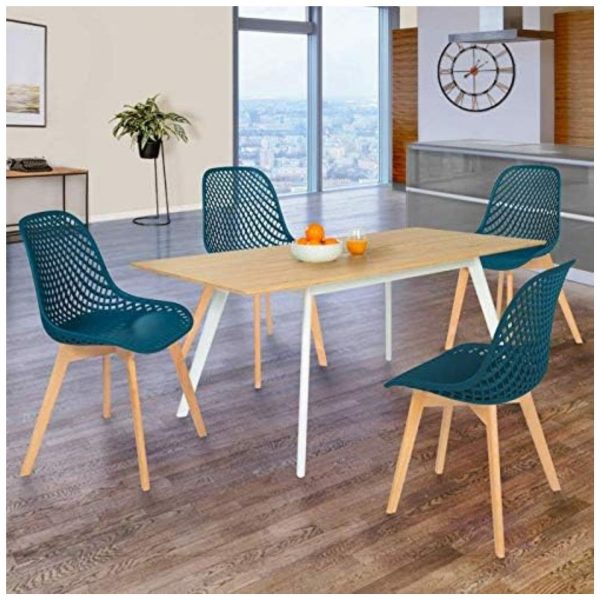 Chaise scandinave bleu canard salle a manger